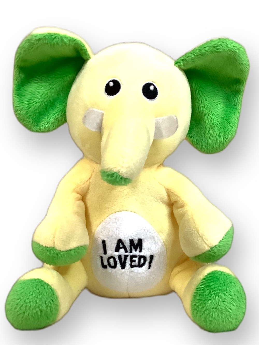 Canabears Inc Yellow and Green “I AM LOVED!” Elephant Plush Soft Stuffed Animal